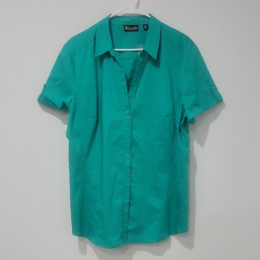 Vibrant Green Casual Button Down Shirt